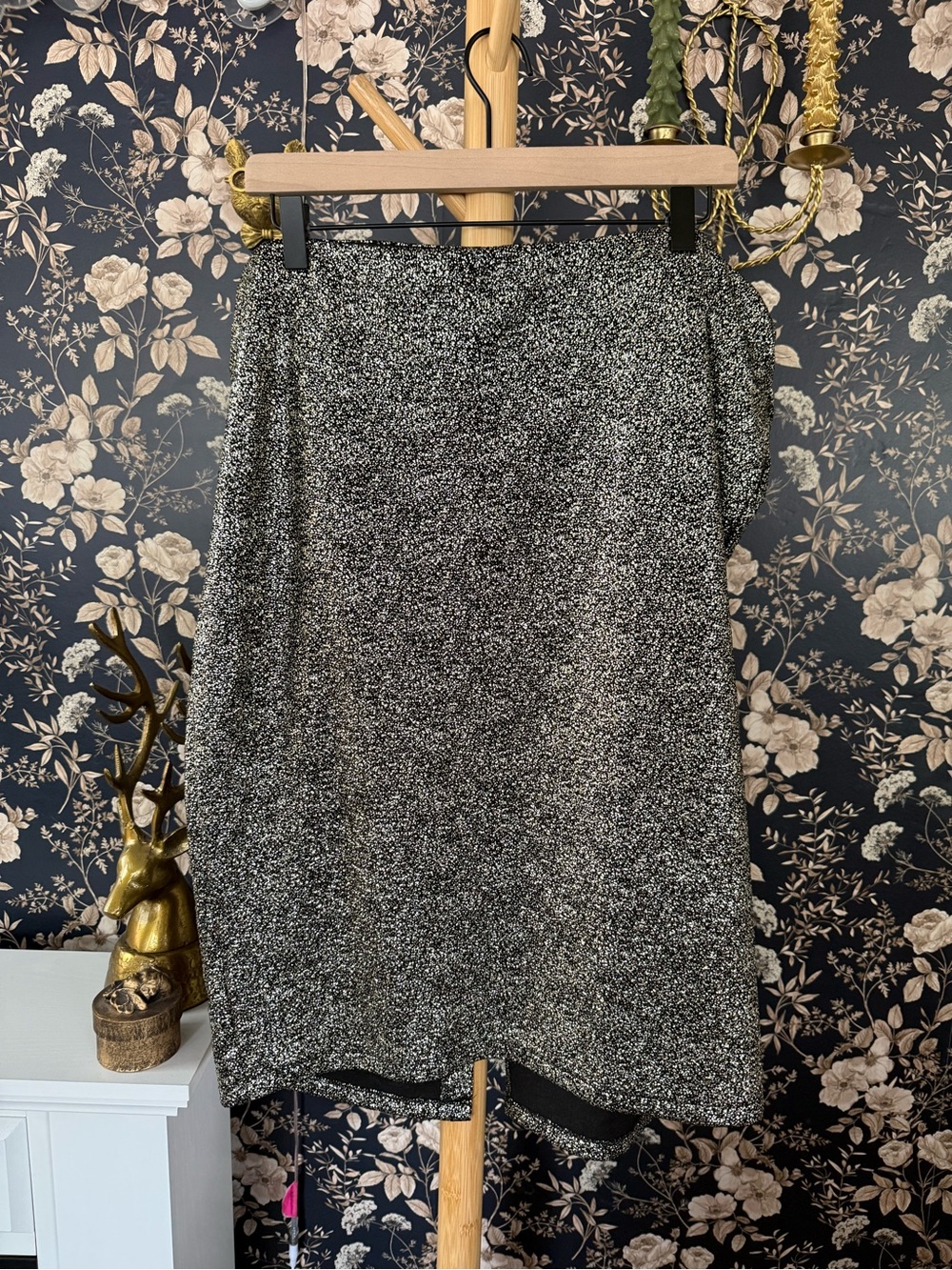 Sparkle Knit Black and Silvery Gold Women's Skirt